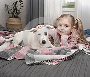 Portrait girl with pet