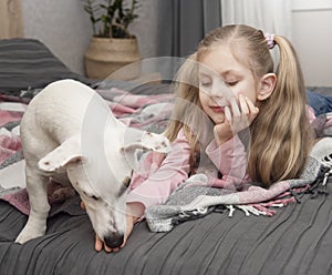 Portrait girl with pet