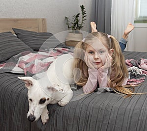 Portrait girl with pet