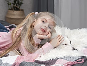 Portrait girl with pet