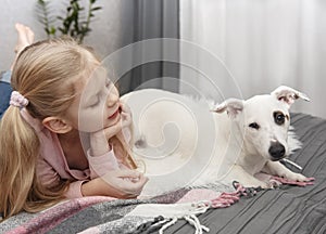 Portrait girl with pet