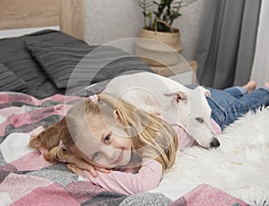 Portrait girl with pet