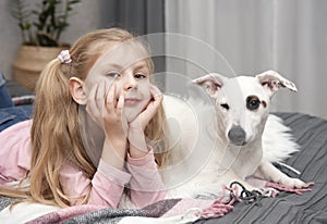 Portrait girl with pet