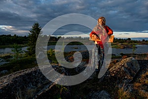 Portrait of a girl playing the gusli in Rabocheostrovsk, Republic Kareliya