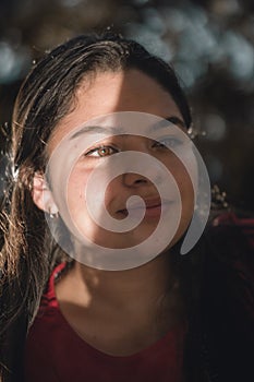 Portrait of girl reflected in a mirror photo