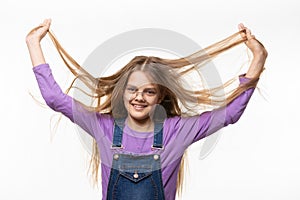 Portrait of a Girl with Strongly Tangled Hair