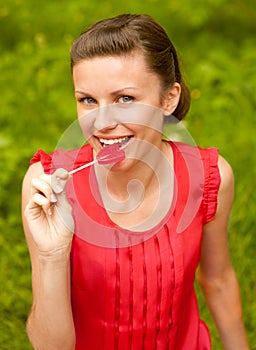 Portrait of girl-student during summer vacations.