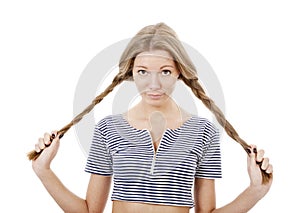 Portrait of girl with two plaits photo