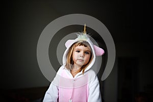 Portrait of a girl in unicorn costume