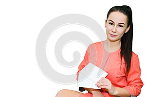 Portrait of a girl in uniform with copy space. Isolated photography for medical advertising