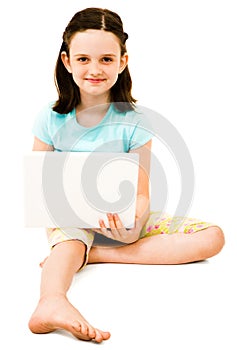 Portrait of girl using a laptop