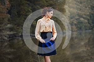 Portrait of girl in vintage clothes