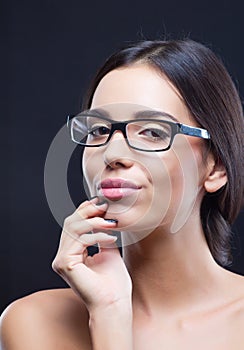 Portrait of girl wearing optical glasses photo