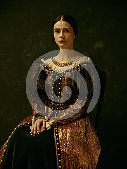 Portrait of a girl wearing a retro princess or countess dress photo