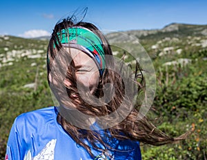 Portrait of a girl on a windy day