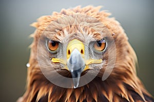 portrait of a golden eagles head with sharp eyes