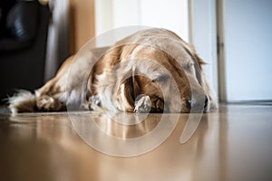 Portrait of Golden Retriever breed dog at home