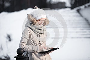 Portrait of gorgeous girl wearing winter fashion