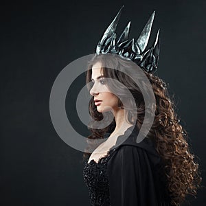 Portrait of a Gothic Princess. Gothic Queen. Image on Halloween. Young beautiful woman in black