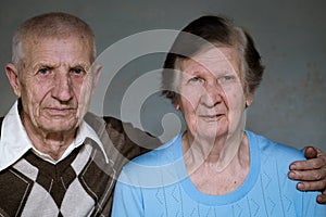 portrait of grandparents on white background