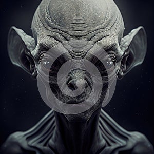 portrait of a gray alien, fantasy