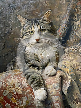 Portrait of a Gray Tabby Cat