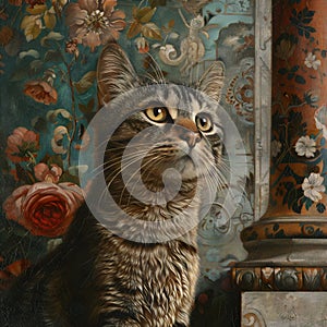 Portrait of a Gray Tabby Cat