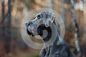 Portrait of a Great Dane dog on a natural background.