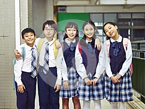 Portrait of a group of asian elementary school children