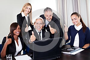 Portrait of a group of business people in a meeing