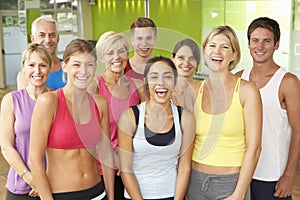 Portrait Of Group Of Gym Members In Fitness Class photo
