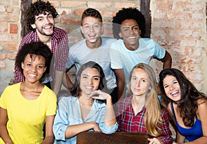 Portrait of group of multi ethnic american young adult people