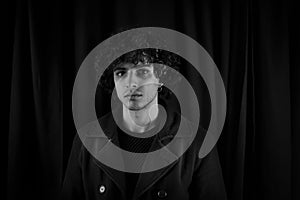 Portrait guy melancholic dark background