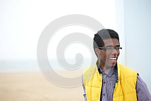 Portrait of a Handsome African American Man Smiling Outside