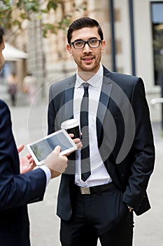 Portrait of handsome businessman outdoor