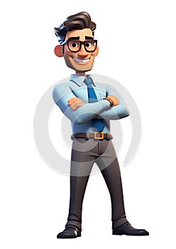 Portrait of a handsome cartoon character. 3d illustration