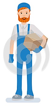 Portrait of an handsome happy Warehouseman. Cartoon character person in working situations. photo