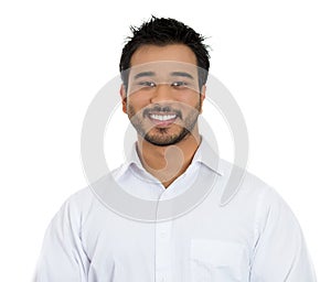 Portrait of handsome happy, young business man, confident entrepreneur