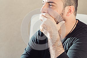 Portrait of a handsome Italy man face outdoors