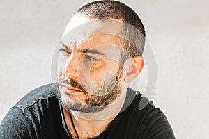 Portrait of a handsome Italy man face outdoors