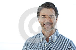 Portrait Of A Handsome man Isolated On white. Smiling