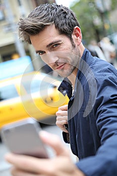 Portrait of handsome man in new york