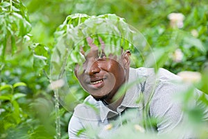 Portrait of handsome man posing in nature