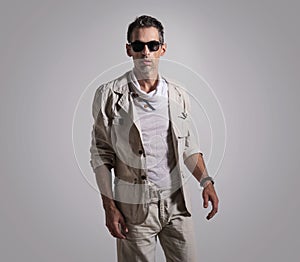 Portrait of a handsome man posing in studio