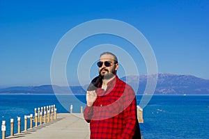 Portrait of handsome man in sunglasses