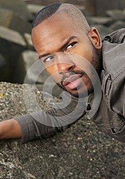 Portrait of a handsome young black fashion model