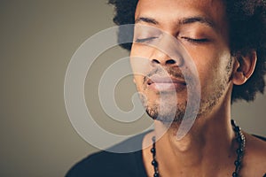 Stress relief techniques concept take deep breath photo