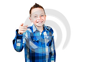 Portrait of a handsome young man looking and pointing to the camera, isolated on a white background