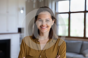 Portrait of happy attractive young 30s woman.