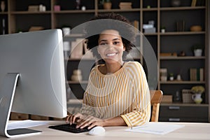 Portrait of happy attractive young african american businesswoman.